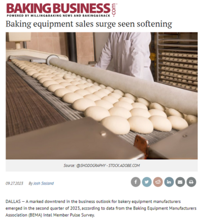 Baking equipment sales surge seen softening